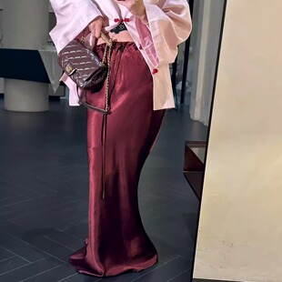 【喜一兮】情丝 早秋醋酸半身裙过膝百搭长裙通勤鱼尾裙5DC-T8173