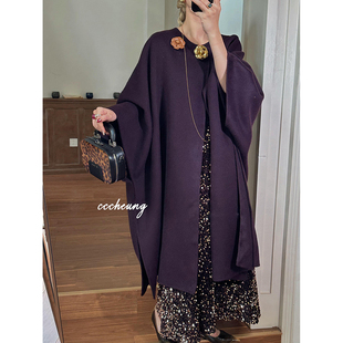 CCCHEUNG 1.10晚8 row风极简老钱风松弛感手工羊毛双面呢大衣斗篷