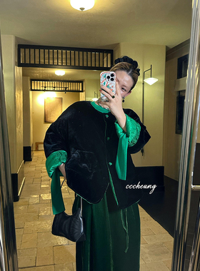 CCCHEUNG 10.22晚8 新中式高级感正反两穿提花缎丝绒盘扣棉服外套