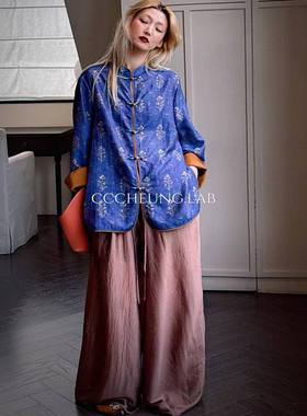 【喜一兮】万清观新中式提花衬衫外套阔腿裤女套装两件套5DBV8122