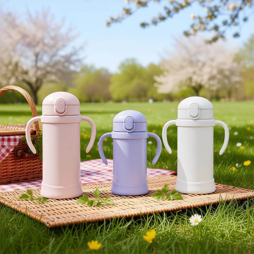 THERMOS膳魔师FJL350儿童保温保冷杯卡通双把手宝宝硅胶底350ML