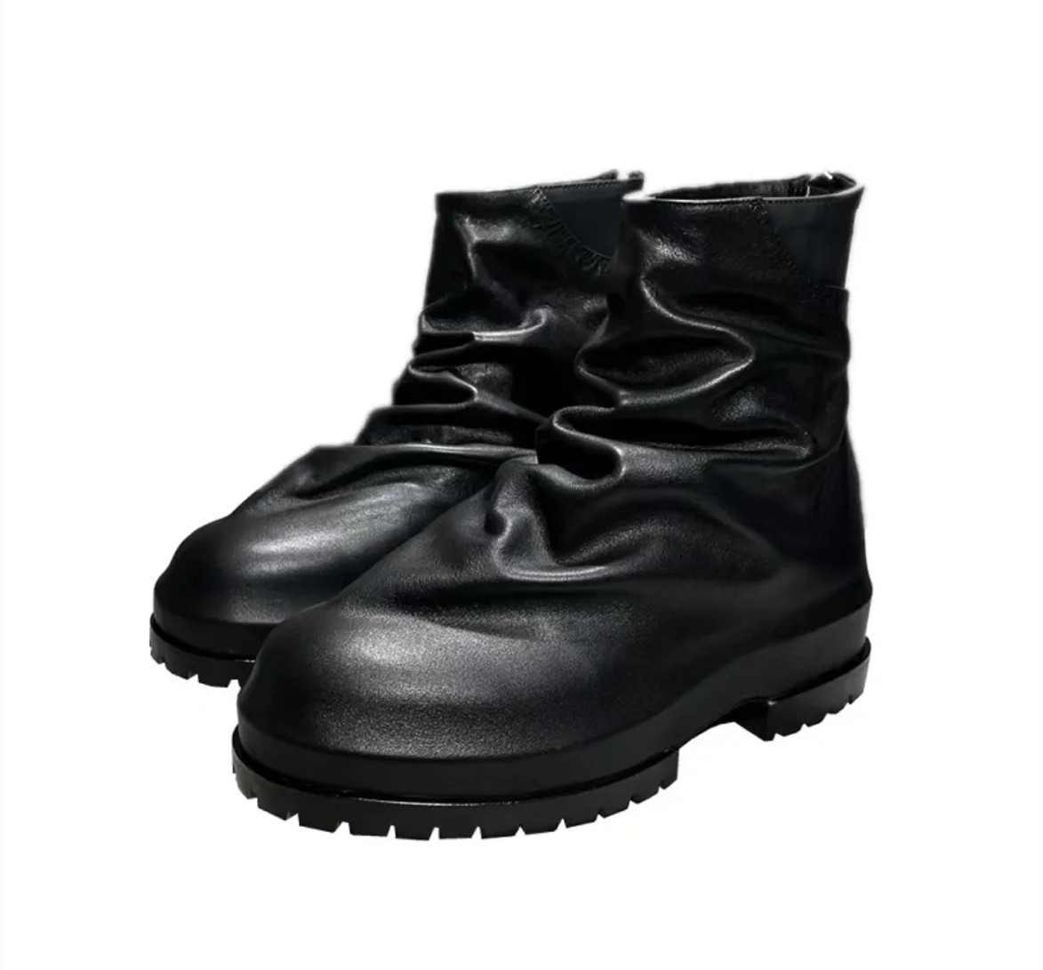 2022SS AUTUMN AND WINTER MODELS 424 HIGH STREET SHEEPSKIN HIGH-TOP CASUAL LEATHER BOOTS COMBINATION SOLE TPU SOLE
