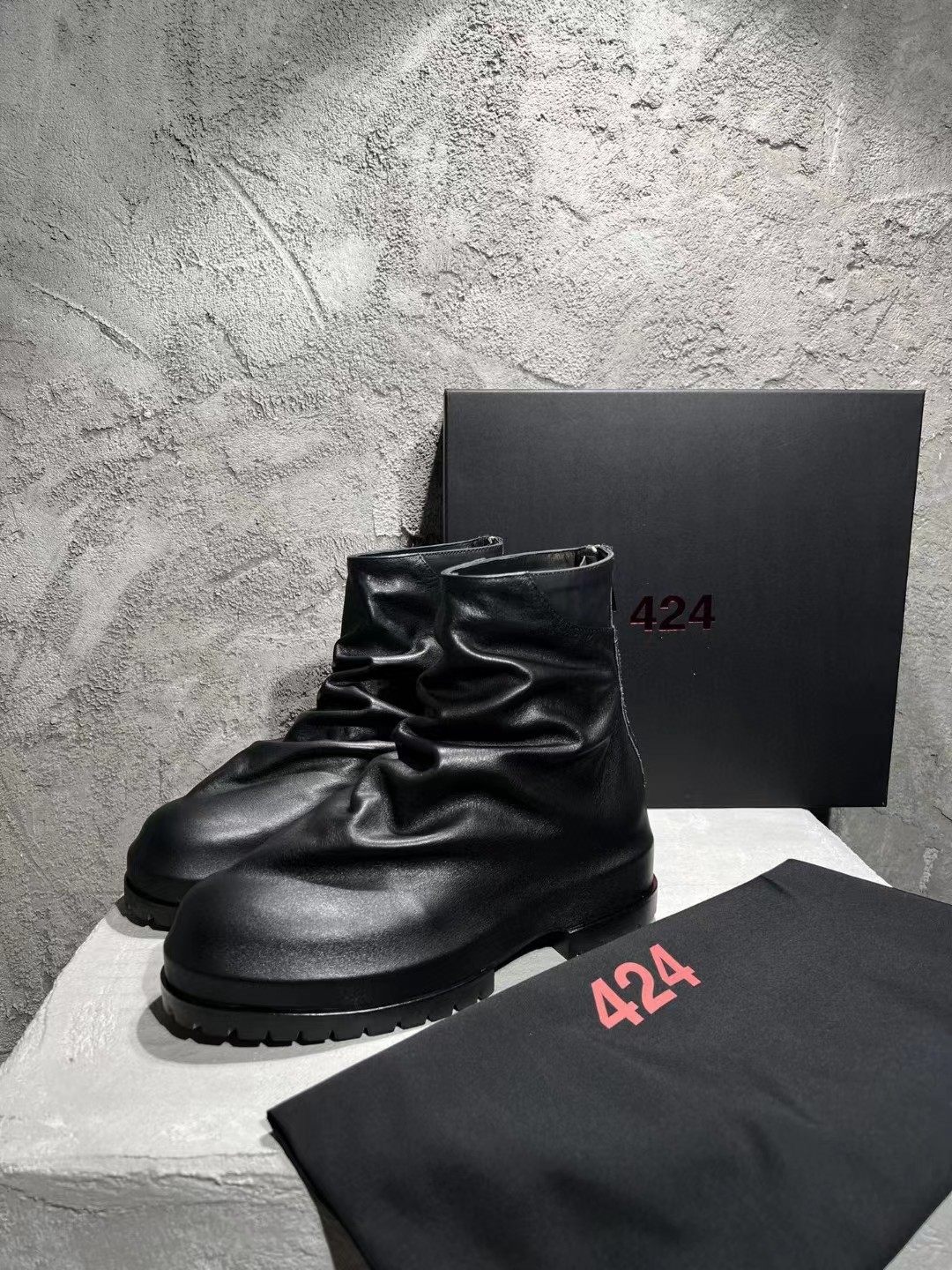 2022SS AUTUMN AND WINTER MODELS 424 HIGH STREET SHEEPSKIN HIGH-TOP CASUAL LEATHER BOOTS COMBINATION SOLE TPU SOLE