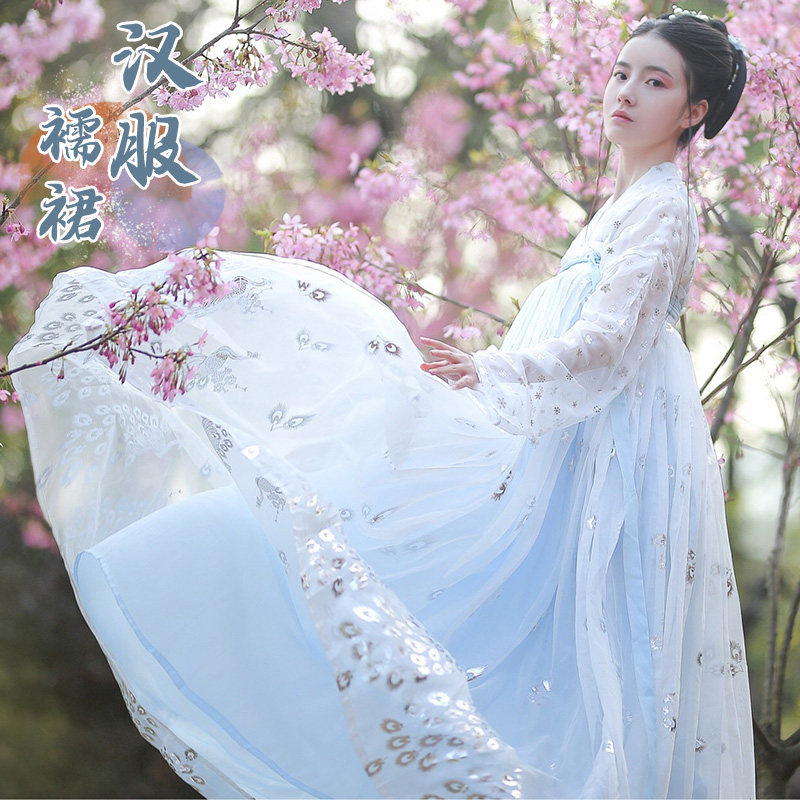 汉服女仙女裙齐胸襦裙古装汉服夏装日常改良古风清新淡雅唐装