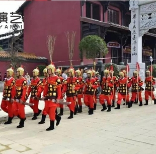 古代士兵衣服男女孩学生表演古装 士侍卫兵服将军战袍演出戏服套装