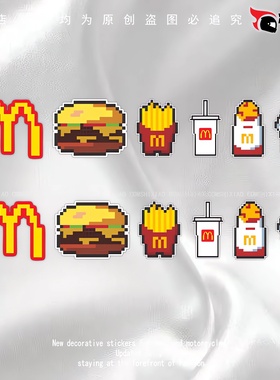 个性创意像素麦当劳金拱门贴纸车身车窗头盔单车防水装饰贴画C239