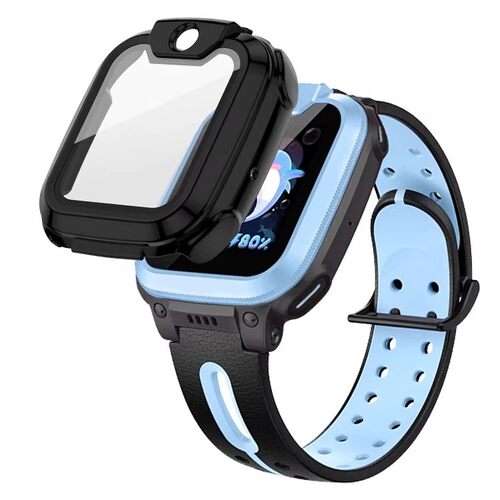 适用小天才q2a保护套w2223bc壳膜一体保护壳d2钢化膜u3儿童电话手表全包外壳n3透明手表壳实色手表套亮面硬壳