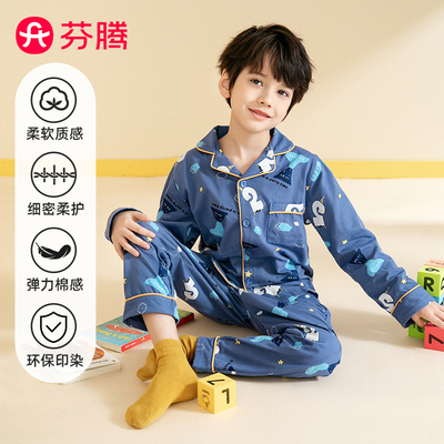 芬腾纯棉卡通秋季男童家居服套装