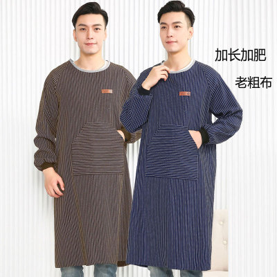 老粗布长袖罩衣加肥加大