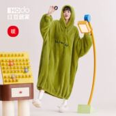 红豆居家睡袍女珊瑚绒加厚连帽超大宽松可外穿睡衣 暖暖绒