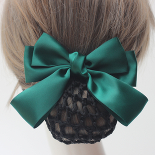 头花女网兜职业发网护士盘头发蝴蝶结服务员酒店黑色头饰发饰发套