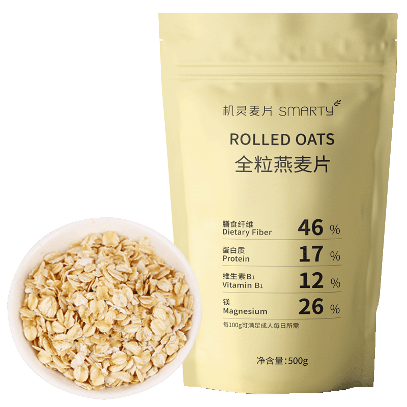 機靈麥片全粒燕麥rolled oats即食老式燕麥片粗糧隔夜高膳食