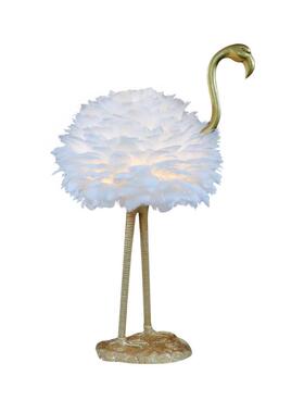 创意北欧烈色鸟羽毛台灯白色粉灰火色鹅客毛房DD033摆件卧室吉祥