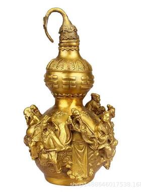纯铜八葫芦摆件大小号八仙过海仙开盖礼铜葫芦家10502013居关工艺