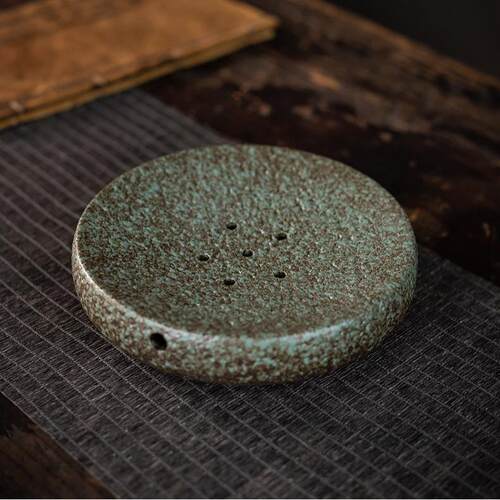复古粗陶四方壶承现代简约茶托盘储水式禅意陶瓷干泡台小茶盘家用