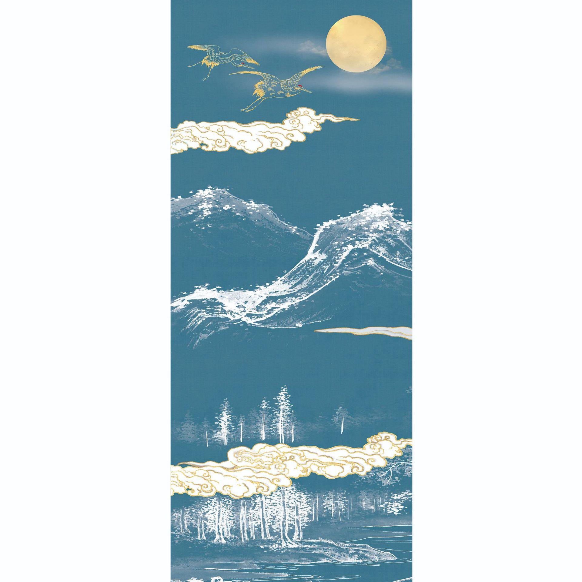 客厅沙发背景墙装饰画新中式办公室字画山水国画壁画四联风景挂画