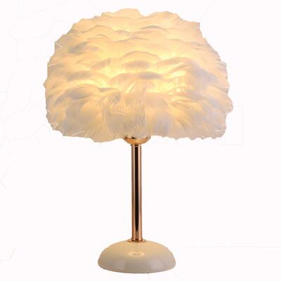 羽毛陶瓷台灯室床北头欧i卧ns少女网红灯床馨头8091陶瓷柜摆温浪