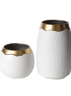 轻奢陶瓷花部瓶摆件样板家具城XWU售楼客厅家餐花桌插花电居视柜