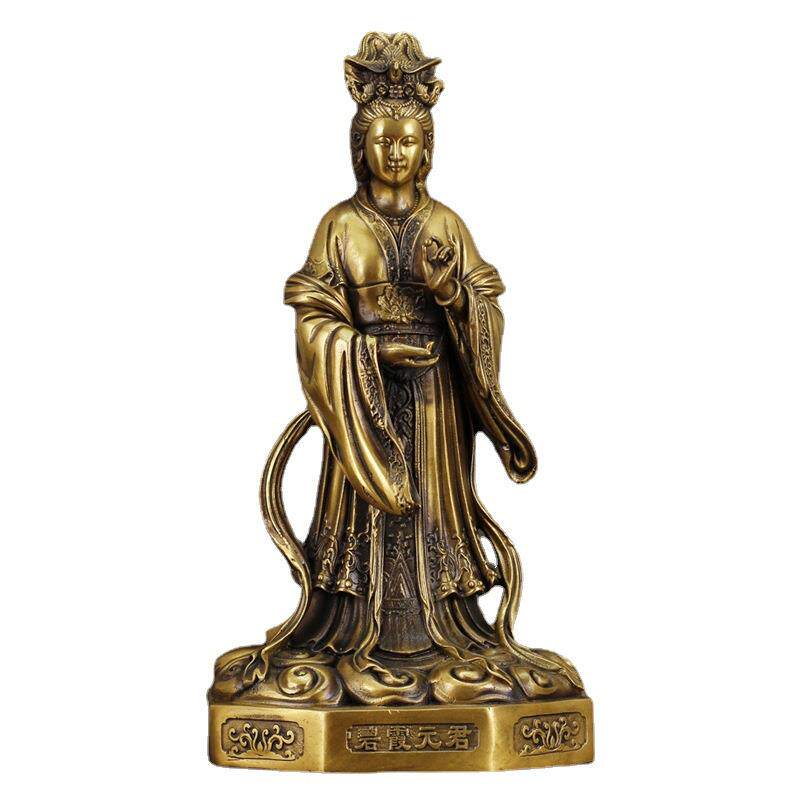 黄铜泰山奶奶神像碧霞元君泰山娘娘老母圣母佛像家用供奉铜像摆件