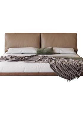 大象极耳朵真皮床意式简主床复古实木软包床代简约齐边86260现床