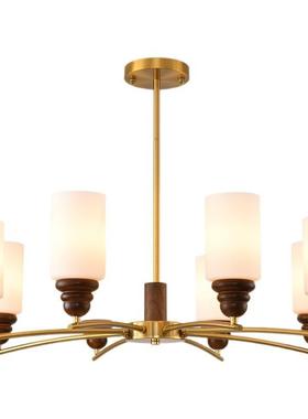 美式创意胡桃法木色32088吊灯式中古风厅吊灯厅大厅主灯具餐客吧