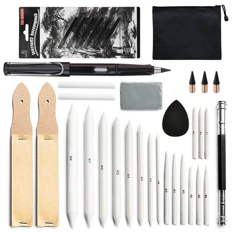 素描绘画工具35件套HB恒铅笔碳条RVU可塑橡皮永海绵擦纸擦装笔,文具电教/文化用品/商务用品,其它,淘宝优惠券,粉丝福利购,淘宝优惠卷
