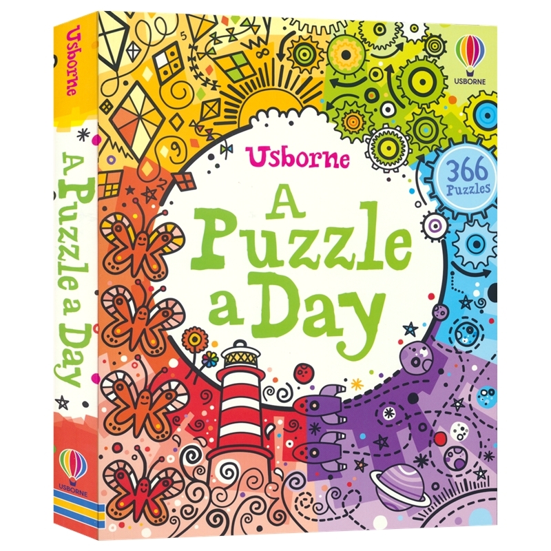 Usborne A Puzzle a Day 一整年解谜活动册 366个活动 7-10岁 儿童英语趣味益智活动 迷宫字谜智力游戏 思维训练 英文原版进口图书