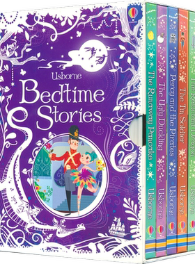 Usborne Bedtime Stories 尤斯伯恩 睡前读物5册盒装 全彩桥梁故事 丑小鸭 逃跑的煎饼 懒龙的故事 珀西与海盗 英文原版进口图书