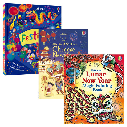 Usborne Little First Sticker Book Chinese New Year 尤斯伯恩中国新年贴纸书 涂色书 世界风俗文化节日 英文原版进口儿童图书