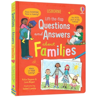 Flap 图书 英文原版 Families Lift the 尤斯伯恩问与答 And Questions 大开本纸板翻翻书 Usborne Answers 关于家庭 About