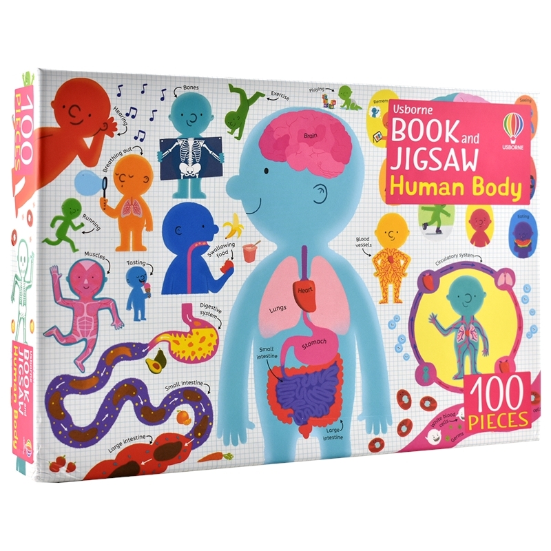 Usborne Book and Jigsaw - The Human Body 儿童早教益智拼图玩具附书 人体科普书和10块拼图 英文原版进口图书