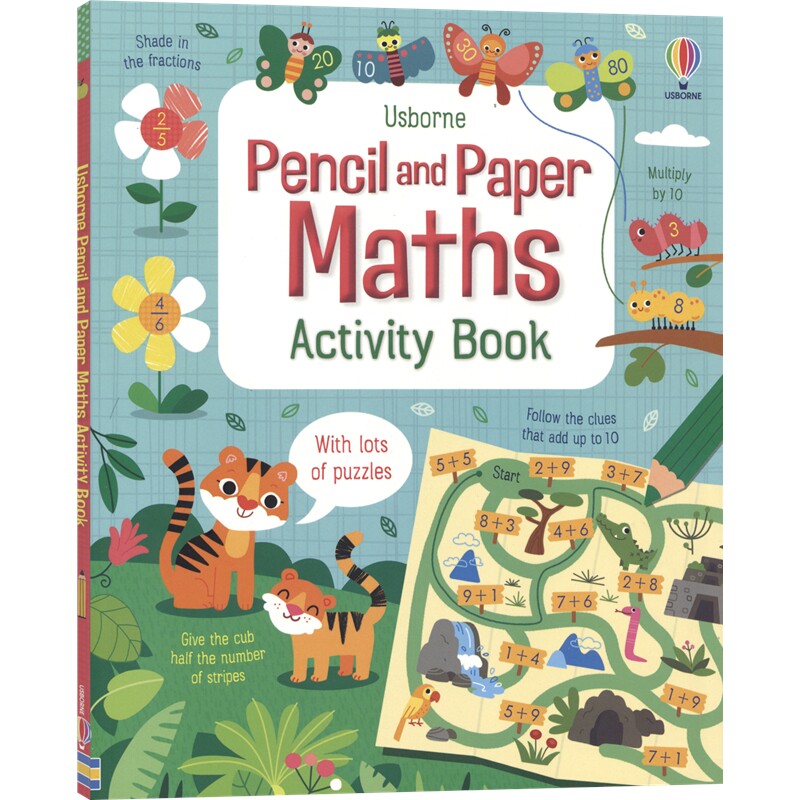 Pencil and Paper- Maths Activity Books Usborne 尤斯伯恩 数学活动书 游戏谜题 加减乘除 分数形状 数独迷宫 英文原版进口图书