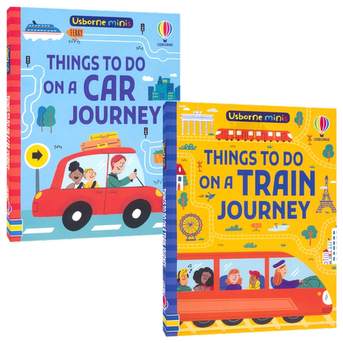 Usborne Minis Things To Do on a Car/ Train Journey 尤斯伯恩迷你旅途游戏书2册 汽车火车益智活动口袋书 英文原版进口儿童图书