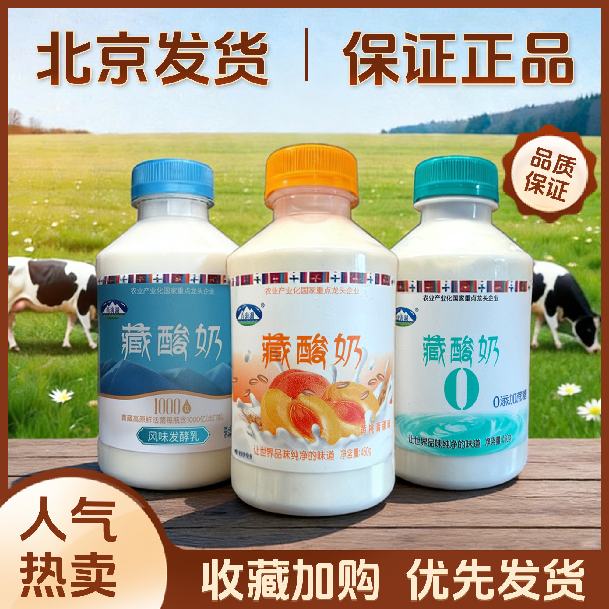 青海湖藏酸奶450g*4瓶原味酸奶