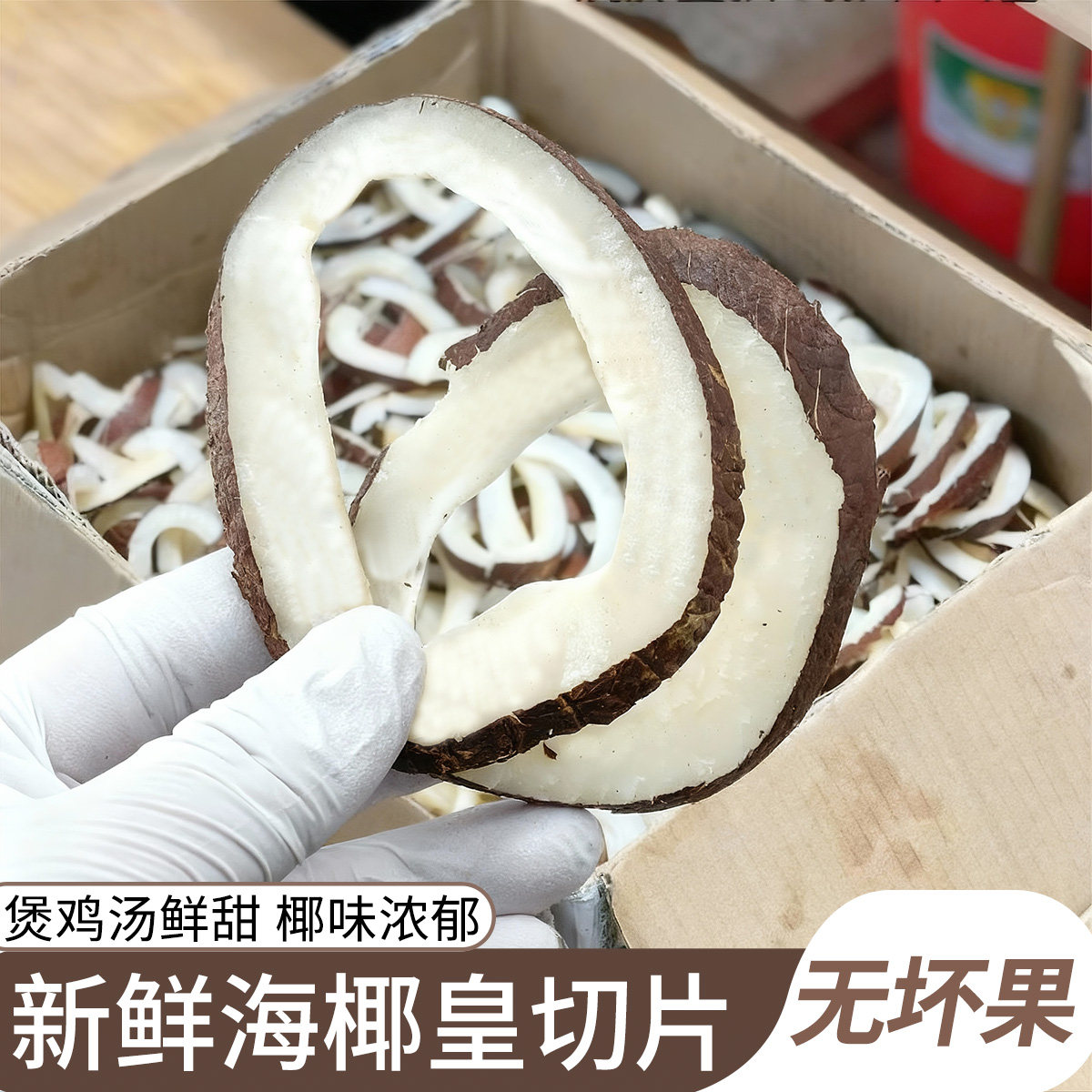 椰皇条切片海椰皇椰肉片干广东煲汤椰子鸡材料餐饮干货海底椰片