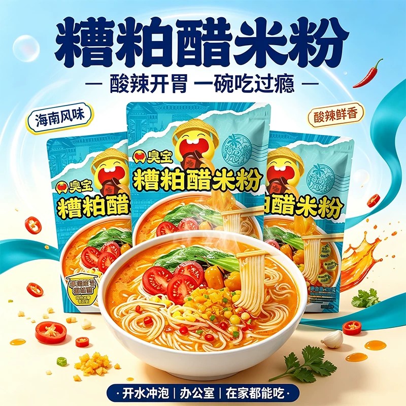 臭宝糟粕醋米粉米线速食粉方便米线懒人夜宵速食海南风味酸辣鲜香