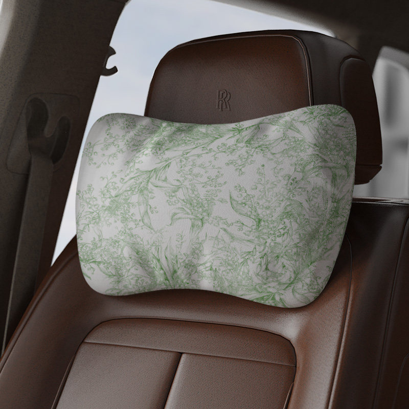 新品茹伊颈铃兰轻奢花卉图 案靠枕办公椅头枕枕座椅绑带腰汽车护