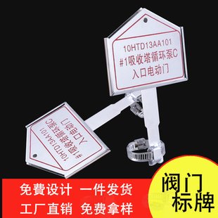 电厂阀门标牌党员户不锈钢腐蚀设备铭牌铝标识烤漆设备开关牌定制