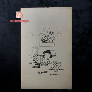 史努比Snoopy查尔斯舒尔茨Charles Schulz亲笔签名绘画草稿