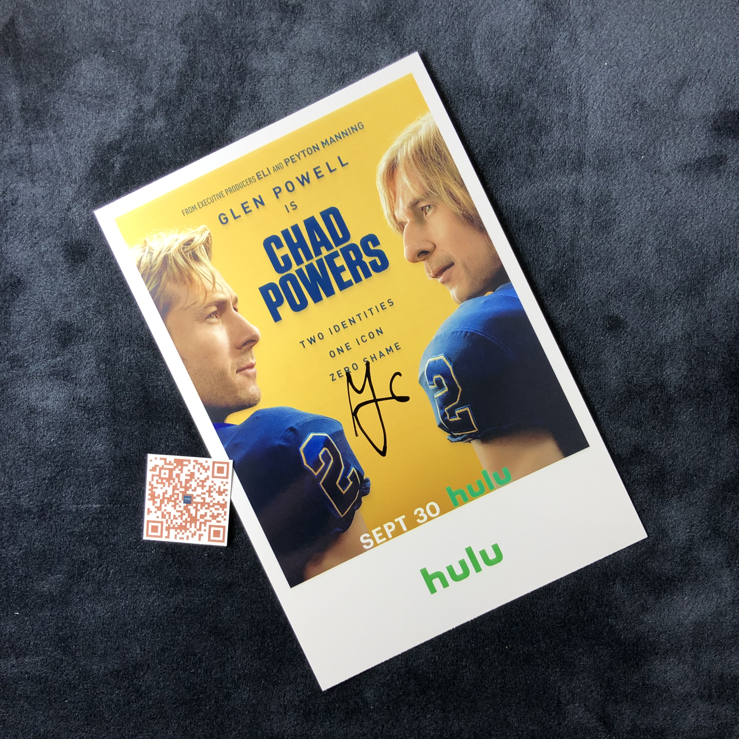 查德鲍尔斯Chad Powers‌格伦鲍威尔Glen Powell亲笔签名照片