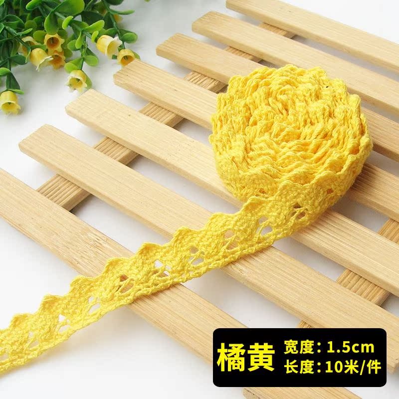 彩色波浪形蕾丝花边辅料宽服装裙摆雪纺装饰网纱镂空棉线欧式