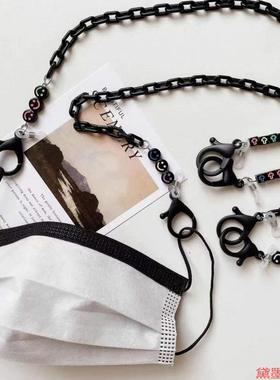跨境挂链眼镜链口罩链黑色亚克力成人防掉睛链挂脖链韩国粗链