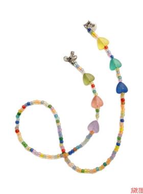 太阳镜眼镜链口罩链米珠口墨防掉风成人挂链绿色波西米亚珠链挂绳