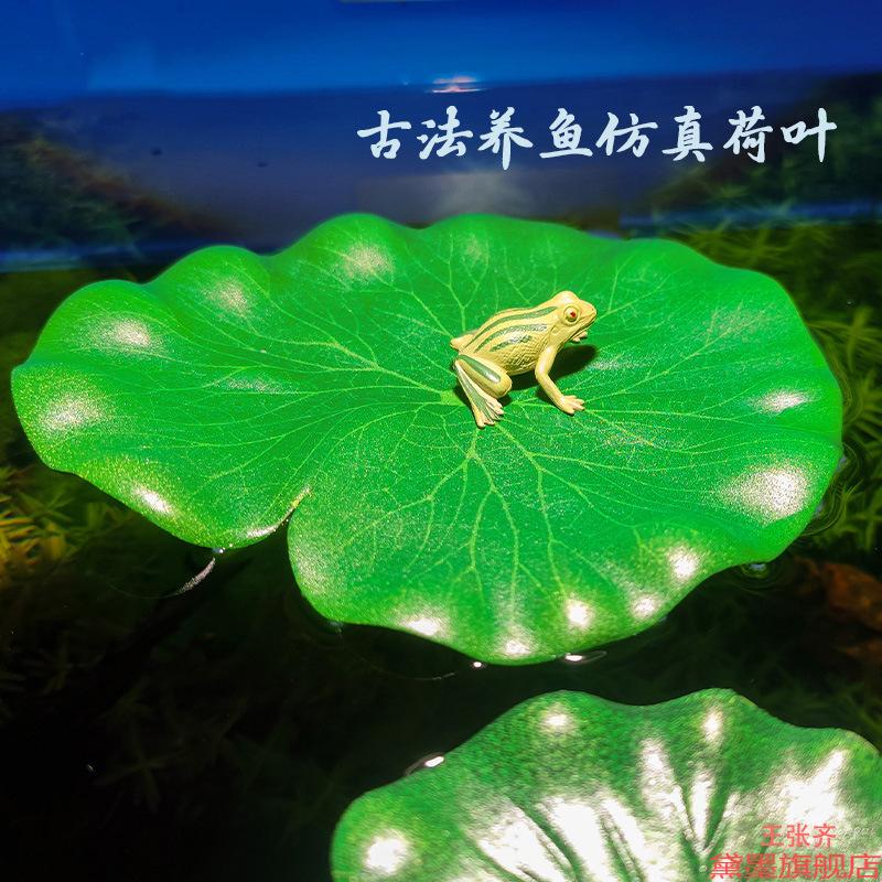 水族箱水池池塘绿植荷花叶乌龟躲避装饰品庭院鱼缸龟缸仿真荷叶图片