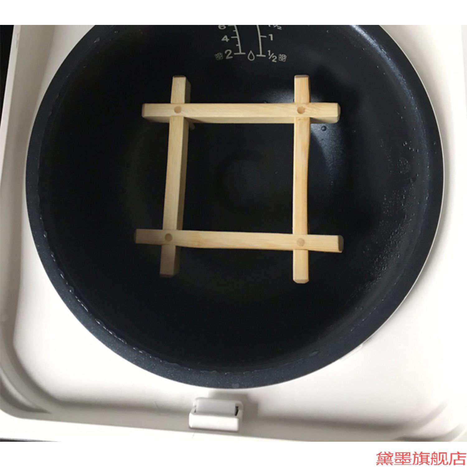 蒸锅高低脚竹篾木头竹蒸架家用加热饺盘竹制蒸蛋折叠木支架方格盘图片