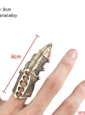 手指朋克哥特风炫酷尖顶长关节戒指四节款指环指套金属式夸张
