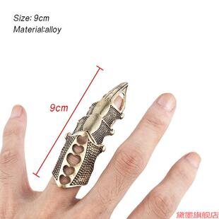 手指朋克哥特风炫酷尖顶长关节戒指四节款指环指套金属式夸张