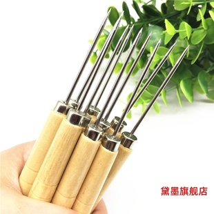 钻针钢针皮艺穿孔锥子针原木色实木柄打孔尖锥 工具椎修补补鞋