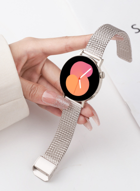 适用三星galaxy watch6/5/Pro手表表带金属4/6classic/3 Active 1/2不锈钢麦穗卡扣gear4/5Pro s4智能S3女款