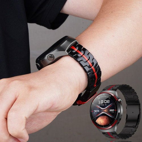 适用华为gt5全钛手表带watchgt5pro钢带腕表GT4智能透气watch4pro舒适watchgt男士龟背扣gt3gt2专用buds腕带